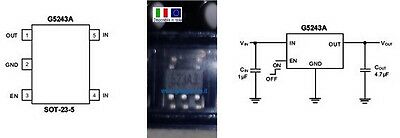 New G5243A 523A3 SOT23-5 IC CHIP Nuuoo Disp.in Italia
